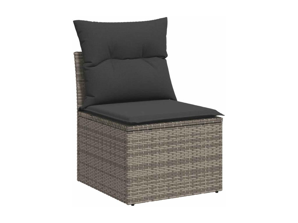Salon de jardin 8 pcs avec coussins gris résine tressée LFEG62255