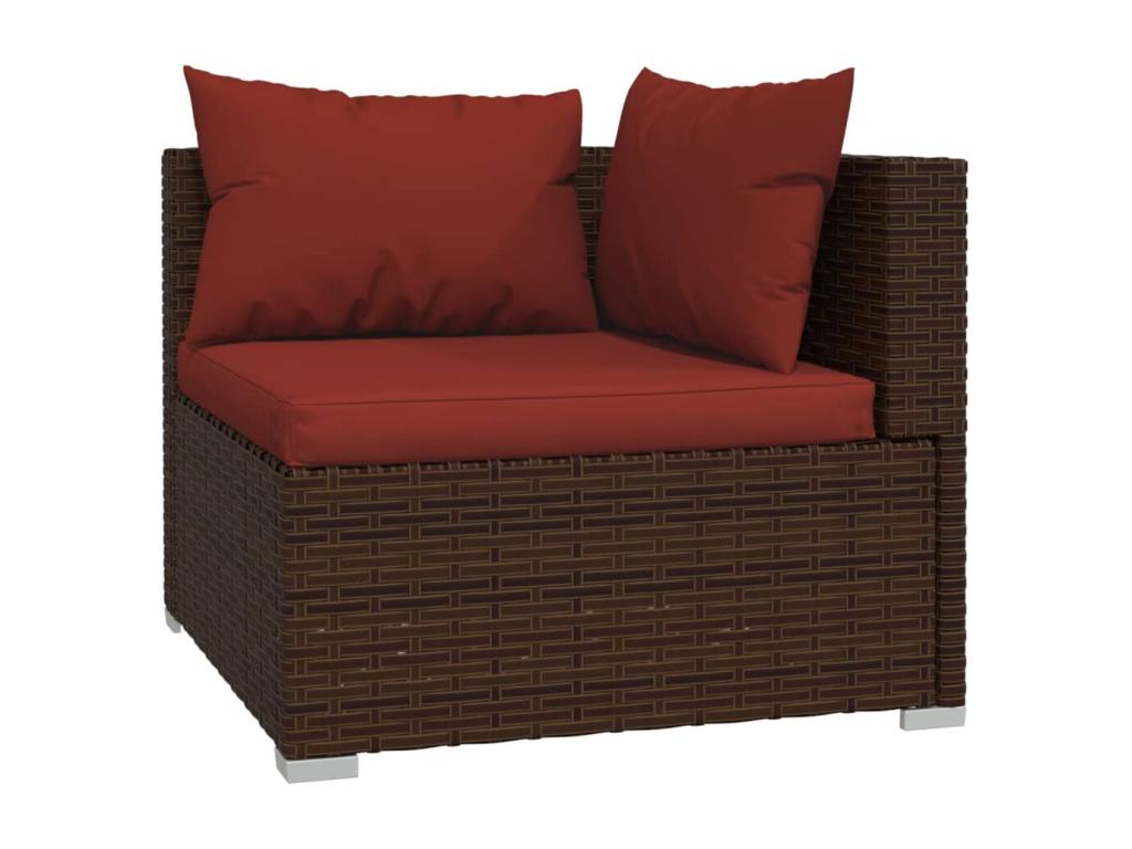 Salon de jardin 9 pcs avec coussins Marron Résine tressée 2 QQCQ30284