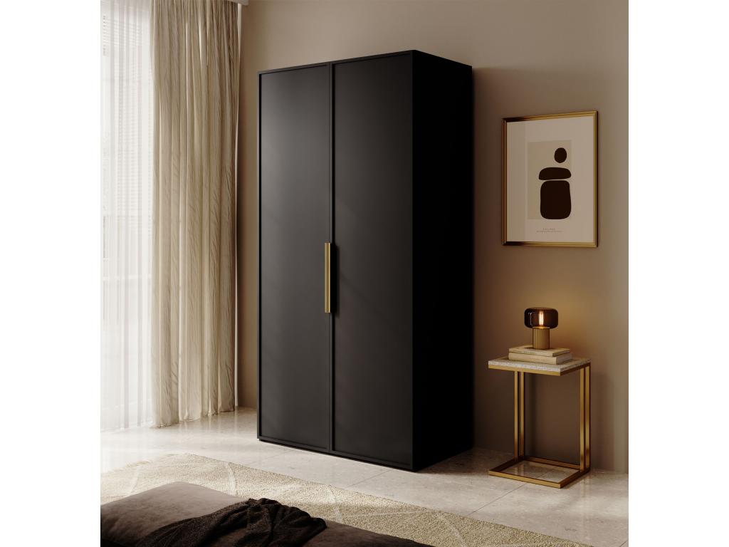Armoire 2 portes avec tringle et tiroirs - 100 cm - noir - Dekonao PDVX97735