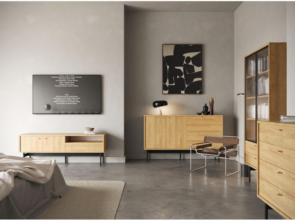 Meuble TV - 154 cm - couleur du bois de caryer - Dekonao OQHB12938