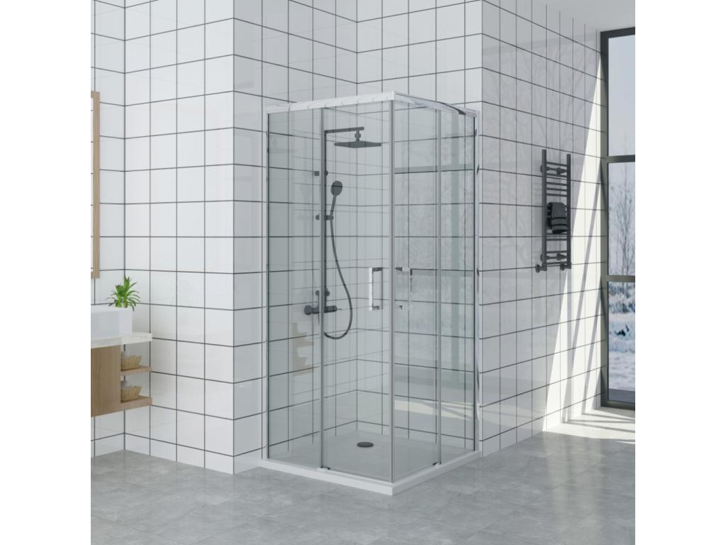 Cabine de douche 75x95 cm ouverture d'angle avec entrée facilitée hauteur 200 cm en verre trempé ORQV76577
