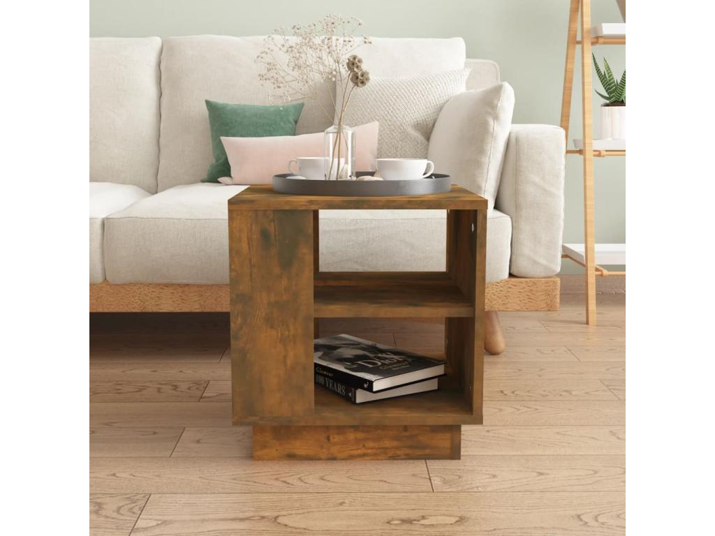 Table basse chêne fumé 40x40x43 cm bois d'ingénierie FQNS77230