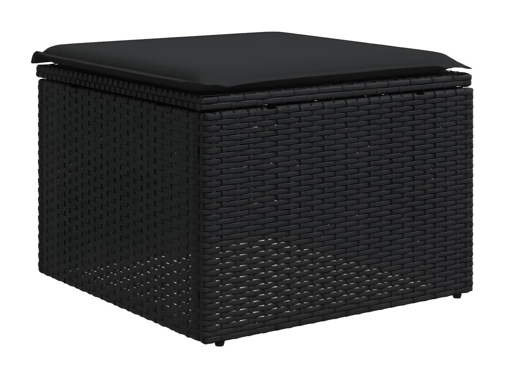 Salon de jardin 7 pcs avec coussins noir résine tressée EXYF30176