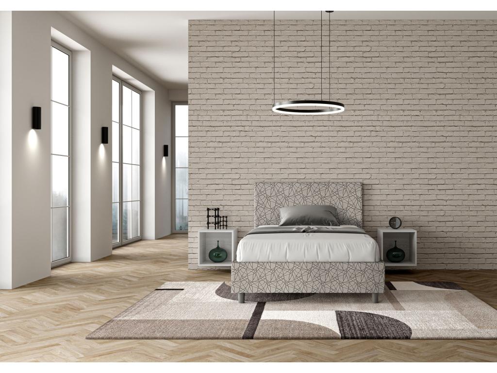 Lit 1 place et demi coffre rembourré 120x200 tissu Nobellea 2 gris Nobellea XPGD66590