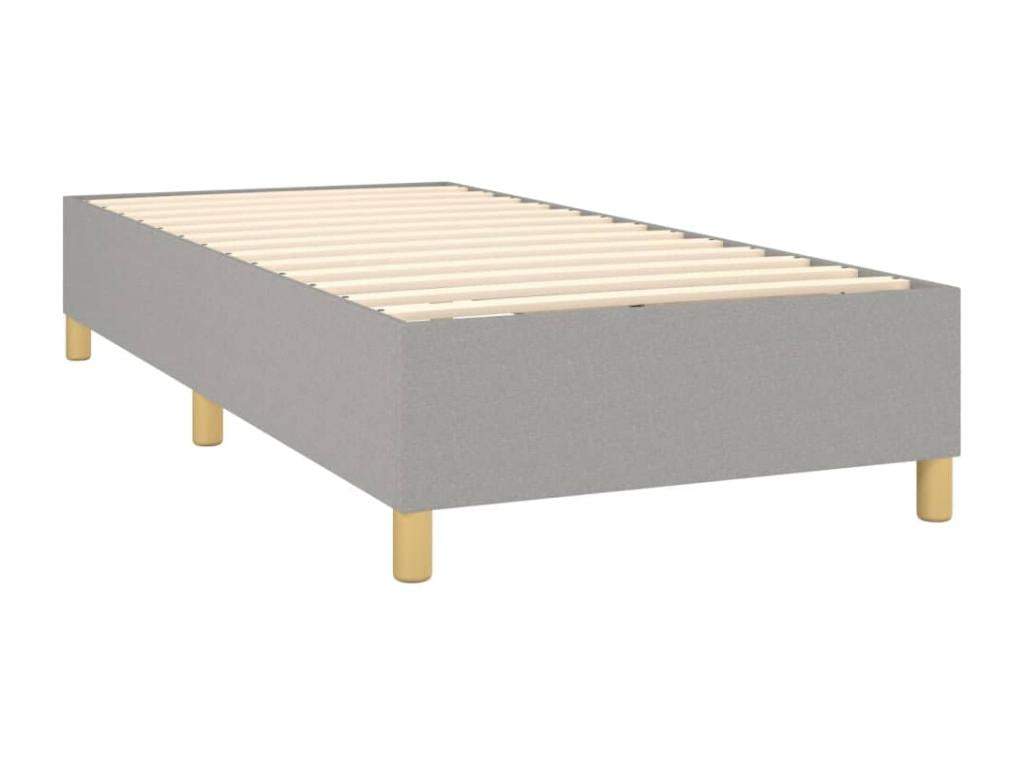 Sommier tapissier matelas et LED Gris clair 100x200 cm Tissu TKYP29165