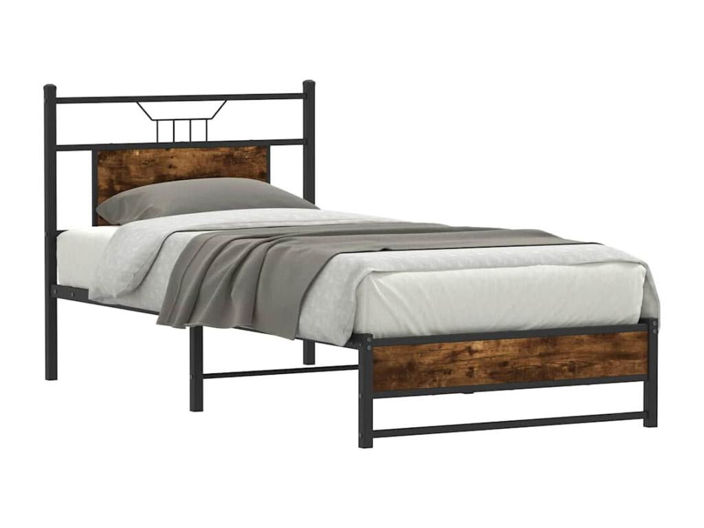 Cadre de lit sans matelas chêne fumé 80x200cm bois d'ingénierie CDEH11236