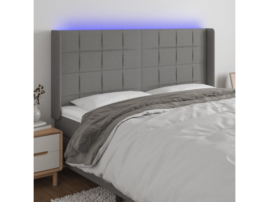 Tête de lit à LED Gris foncé 163x16x118/128 cm Tissu HWUK99871
