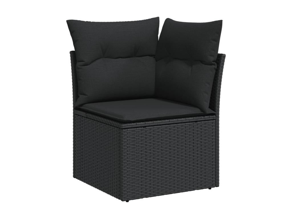 Salon de jardin 8 pcs avec coussins noir résine tressée YKSP11058
