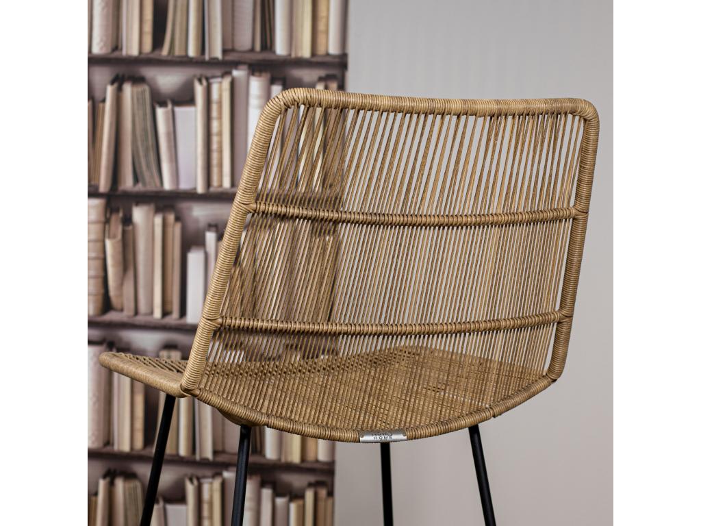 Nobellea Home - Chaise De Bar Exterieur En Polypropylene Beige Et Pieds En Metal Noir KQPN66169