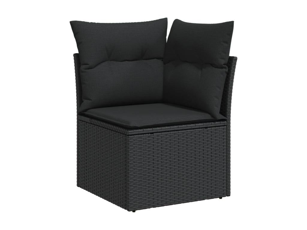 Salon de jardin 7 pcs avec coussins noir résine tressée HWMW46299