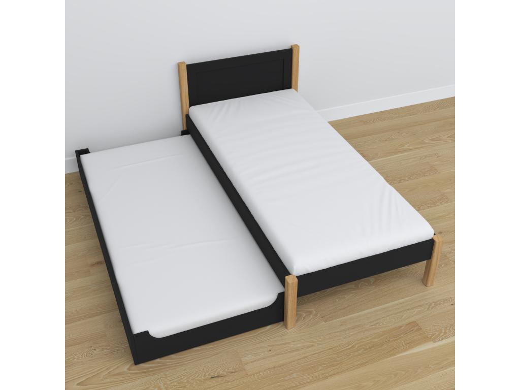 Lit gigogne en bois N02 Noir / Chêne Naturel 80x180 ULJM99303