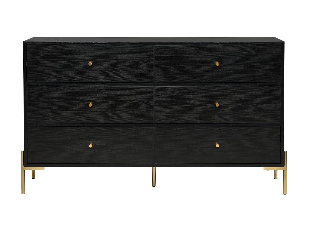 Commode 6 tiroirs - MDF et métal - Noir et doré - Dekonao ASSA22766