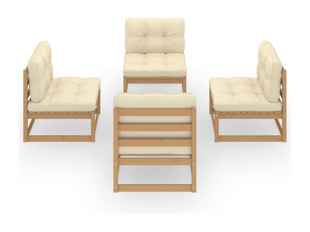 Salon de jardin 4 pièces avec coussins Bois de pin massif GWYS93780