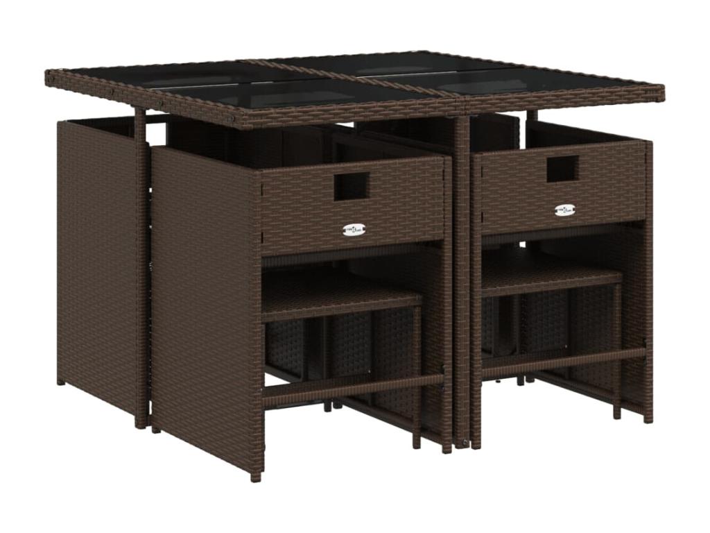 Ensemble à manger de jardin et coussins 9 pièces marron poly rotin VDQF00797