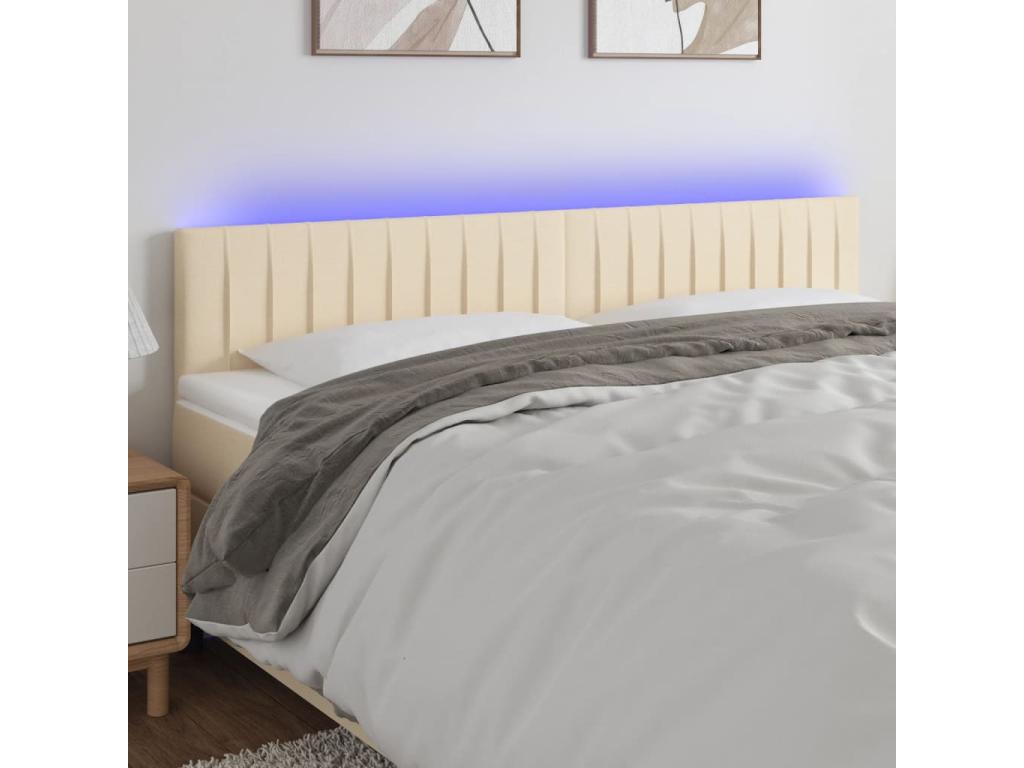 Tête de lit à LED Crème 180x5x78/88 cm Tissu SEJS48789