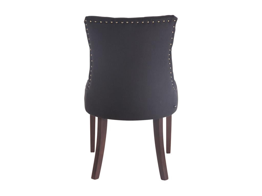 Lot de 2 chaises de salle à manger avec boutons décoratives assise en tissu noir pieds marron foncé 10 0001514 RFML16207