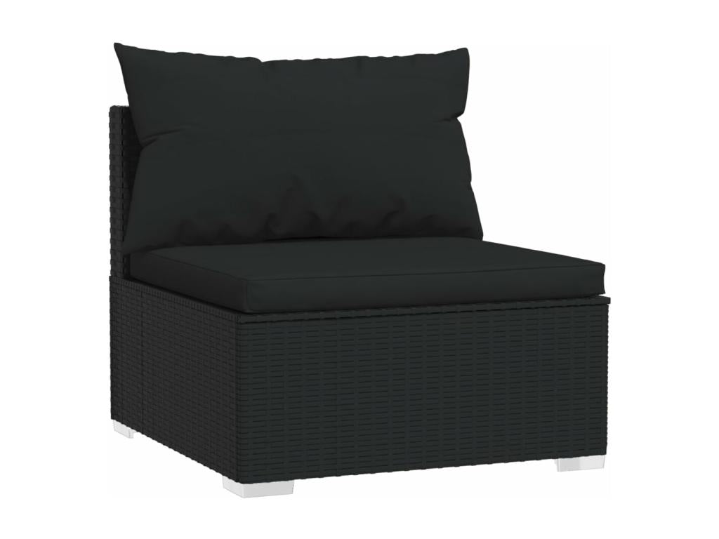 Salon de jardin 7 pcs avec coussins Résine tressée Noir ZHWG69513