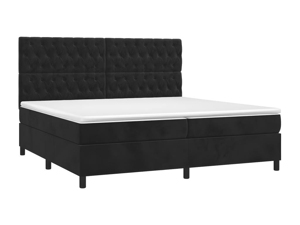 Lit à sommier tapissier et matelas Noir 200x200 Velours QEUF59223