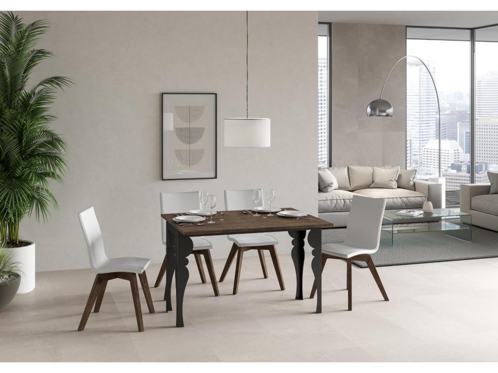 Table extensible portefeuille 120x45/90 cm Paxon Double Noyer cadre Anthracite UBYT47346