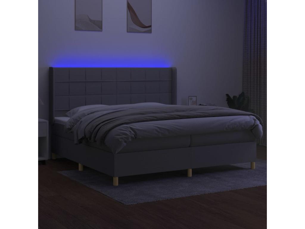 Sommier à Dekonao de lit matelas LED Gris clair 200x200 Tissu EDBB59203