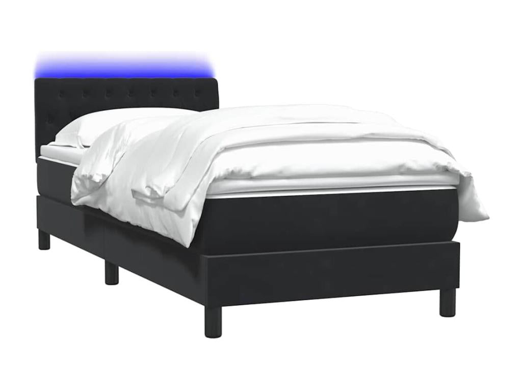 Sommier à Nobellea de lit avec matelas noir 90x210 cm velours YJJW07937