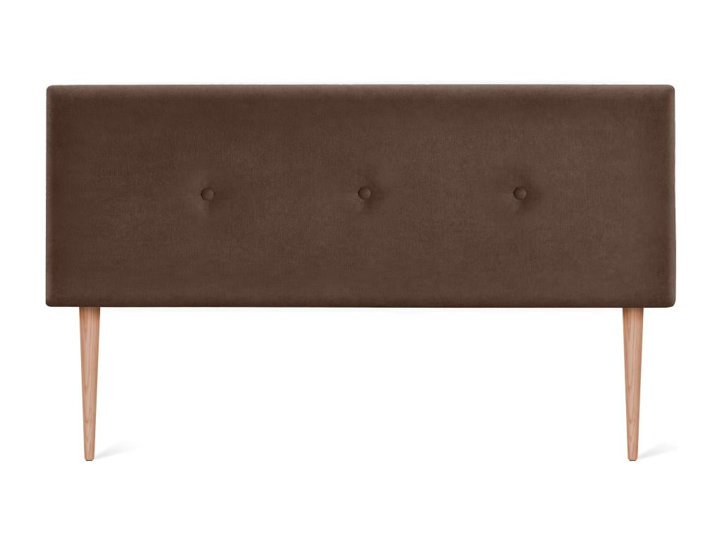 Nobellea Tête de lit en tissu Aqualine lisse avec Boutons 150x105cm avec pieds Lits 150 - Marron EKUE72386