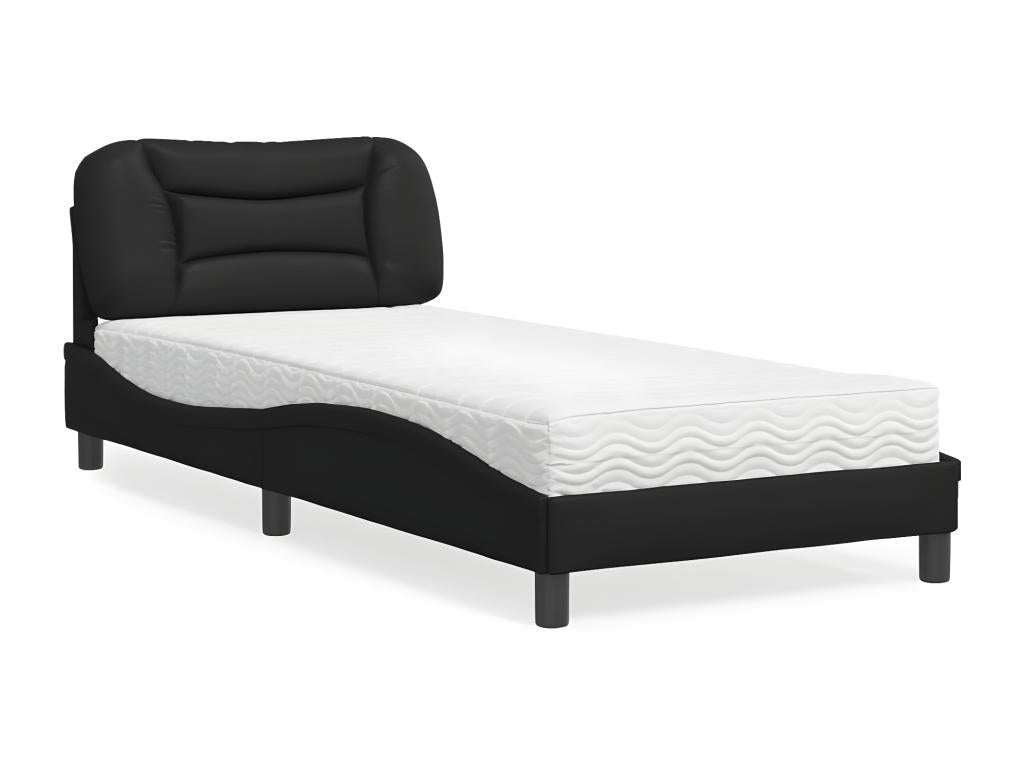 Lit avec matelas noir 80x200 cm similicuir AHMZ69972