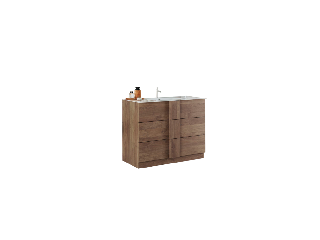 Meuble de salle de bain avec 1 vasque et 3 tiroirs longueur 101cm collection FRASSI- Coloris chêne clair DSRF25720