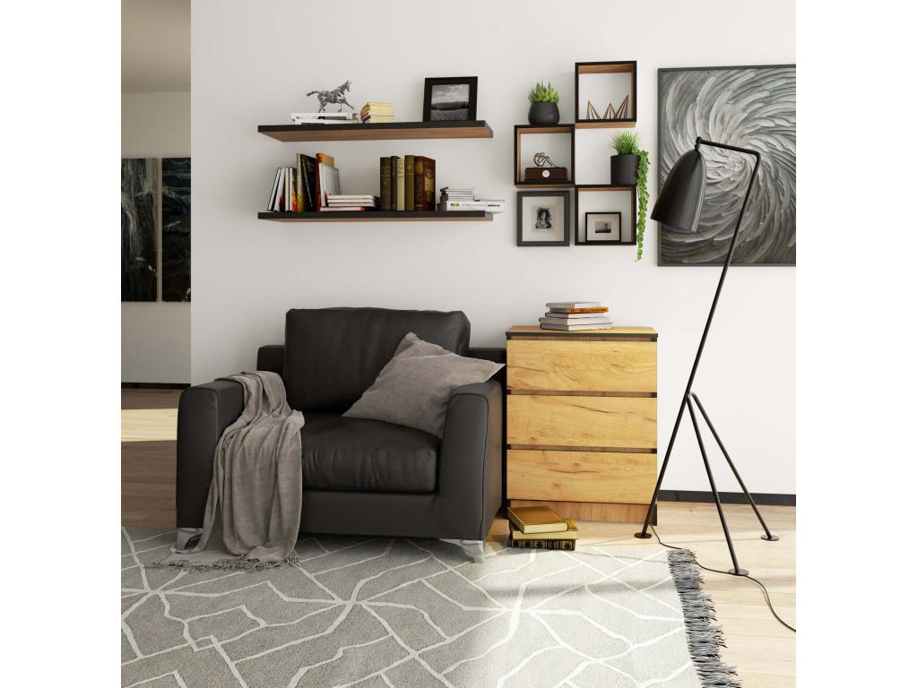 Commode Nobellea K60 Chêne Craft 60 cm 3 tiroirs façade Chêne Craft 60x40x77 cm XZCI75975