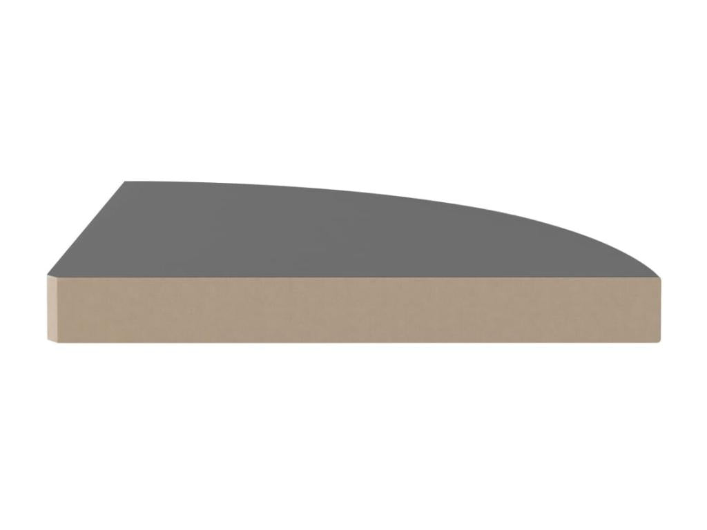 Étagères d'angle flottantes 2 pcs Gris brillant 35x35x3.8 MDF TOQB54482