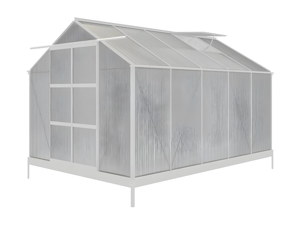 Serre de Jardin en polycarbonate de 9 m² avec embase - Gris métallique - Nobellea II USRP11200