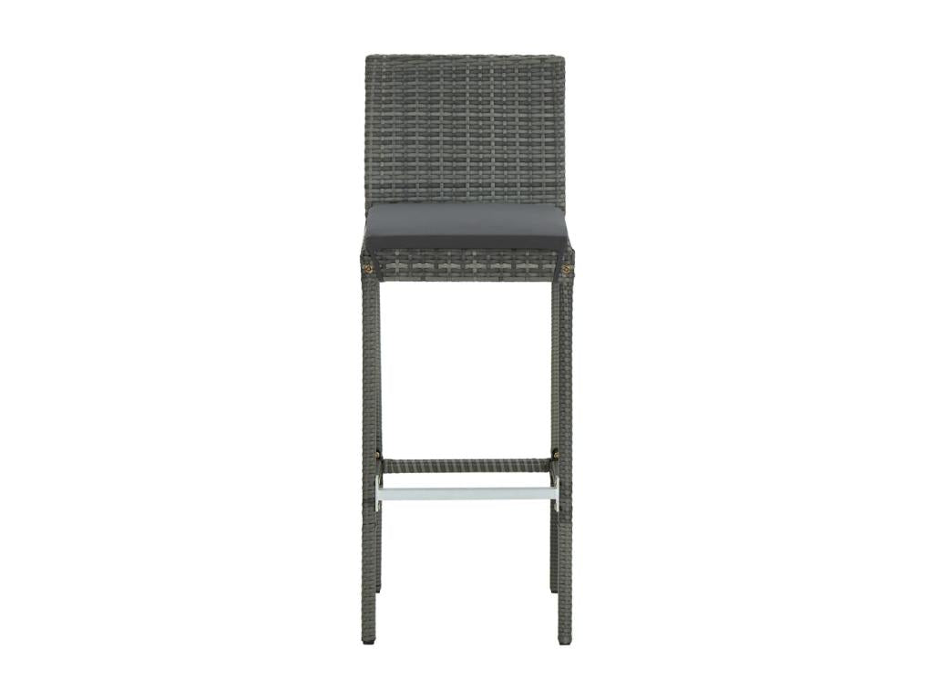 Tabourets de bar de jardin et coussins 2pcs Gris Résine tressée BJGL26431