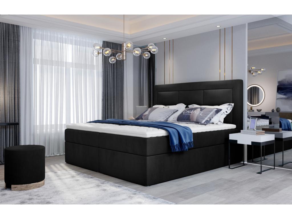 Lit continental velours noir Dekonao-Couchage 180x200 cm QVQT99447