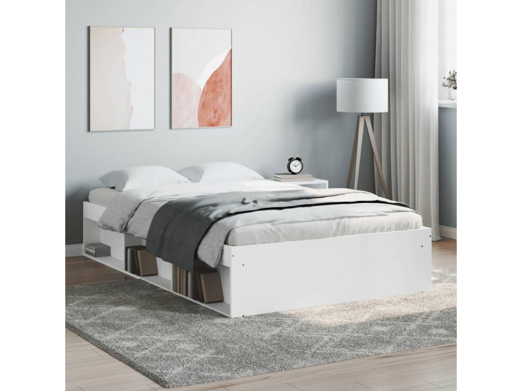 Cadre de lit blanc 120x190 cm petit double FZBQ73406