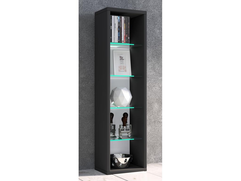 Dekonao Bois CD DVD Stand Rangement Étagère sur pied Bibliothèque Déco Étagère en verre Rasato Noir - 77 MEJK05838