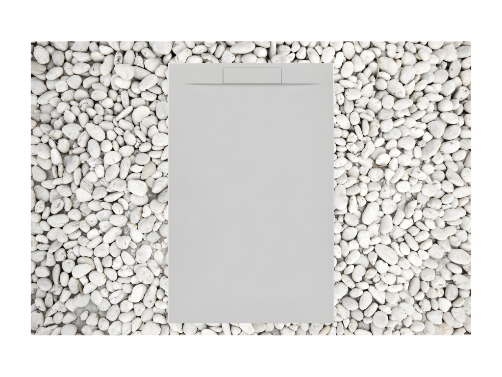 Receveur de douche 140x70 cm GRIS Dekonao Ligne Dekonao PLUS en résine et poudre de marbre avec grille latérale en résine de marbre WRPV01339