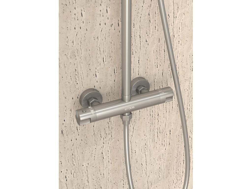 Colonne de douche ronde thermostatique Nickel brossé - Nobellea EZDG80418