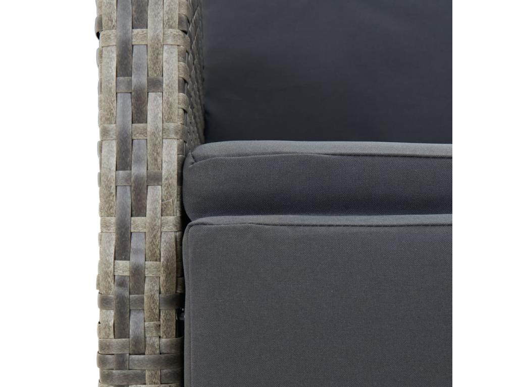 Ensemble à manger de jardin 5 pcs coussins gris résine tressée ZSJM33174