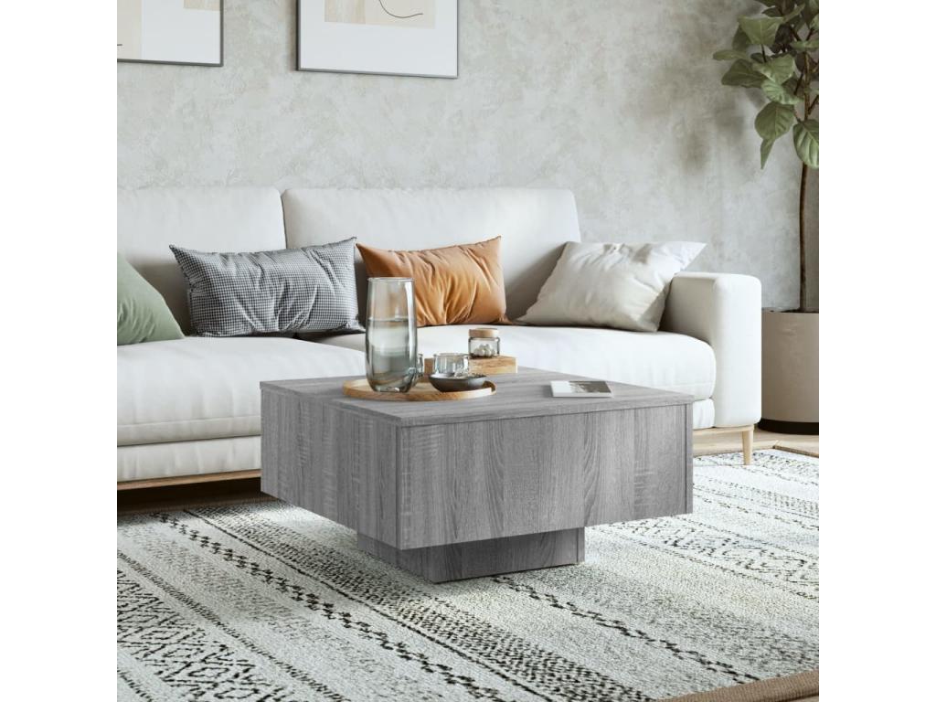Table basse Dekonao gris 60x60x31.5 cm Bois d'ingénierie GSFT97295
