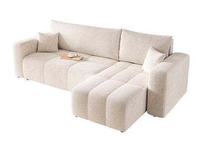 Canapé d'angle Convertible Dekonao 3-Places avec Espace de Rangement en tissu Beige PLIR66901
