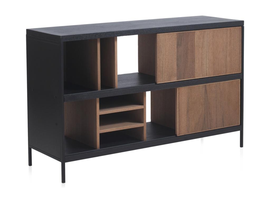 Buffet en frêne noir avec base en métal ZCQT20470