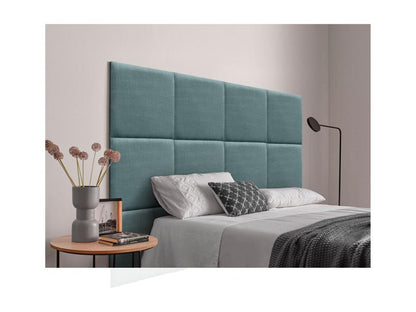 Dekonao Tête de lit capitonnée en lin naturel composée de panneaux autocollants interchangeables pour chambre de luxe rembourrée turquoise 80 cm  QZKU14743