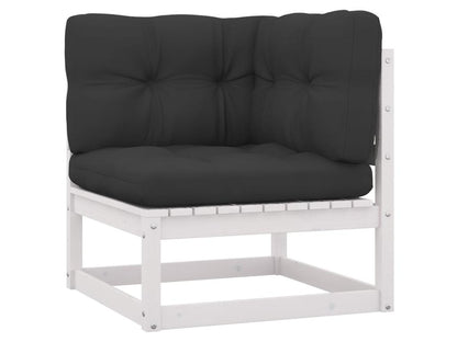 Salon de jardin 7 pcs avec coussins Blanc Bois de pin massif 7 QDJI81376