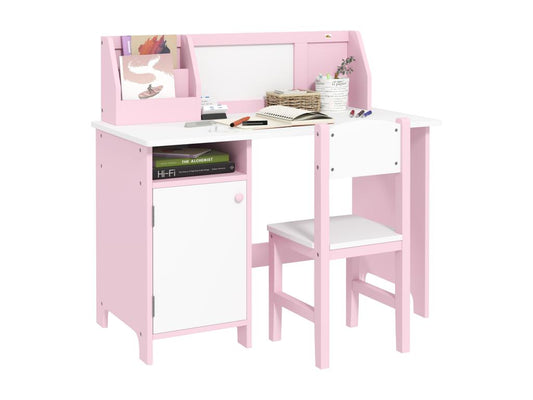 Ensemble table et chaise pour enfant rose avec tableau blanc - bureau pour enfant 5 ans - 90L x 45l x 85H cm JIEF93012