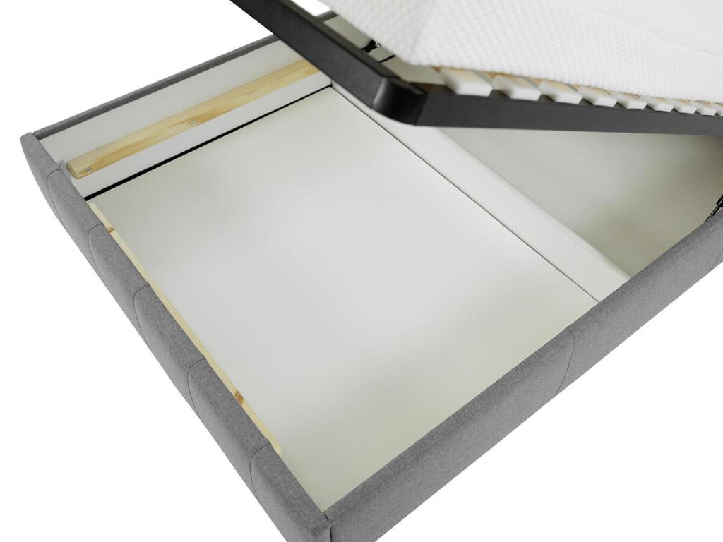 Lit Nobellea 101 Double Gris 160x200 Faux cuir Sommier à Nobellea 178x216x105cm IGYC80078