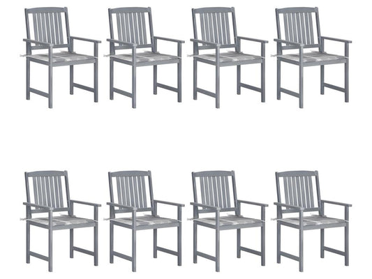 Chaises de jardin et coussins lot de 8 Bois Dekonao solide Gris DYJI99485