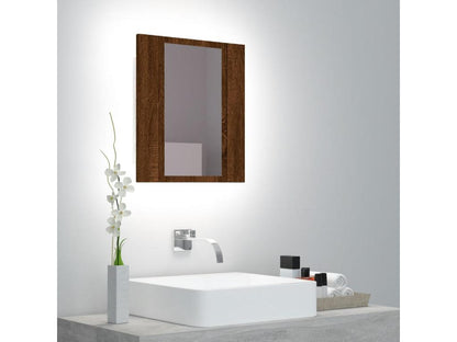 Armoire à miroir LED de salle de bain chêne marron 40x12x45 cm EWZC77359