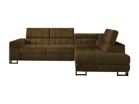 Canapé d'angle Dekonao 232 Marron Fonction de couchage Boîte de literie 271x203x71cm FPBC50447