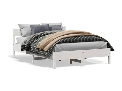 Cadre de lit sans matelas blanc 135x190 cm bois de pin massif KDKN27036