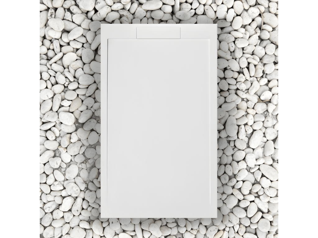 RECEVEUR DE DOUCHE 150x80 cm Ligne Nobellea en résine et poudre de marbre avec grille latérale en résine de marbre ZBUR45373